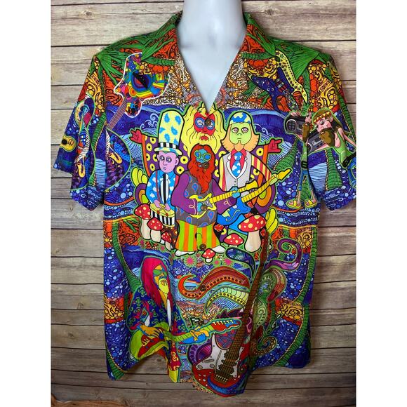 Hawalili Hippie Hawaiian Shirt Men’s Size Large Short Sleeve Button-Up Aloha - Picture 1 of 11